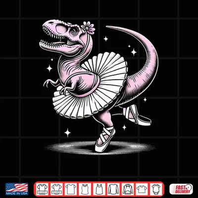 Design Mens Ballet Dancing T Rex in Tutu and Slippers Performance Shirt