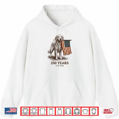 Hoodie Vintage Golden Retriever Patriotic Dog 250 Years 1776 2026 Shirt