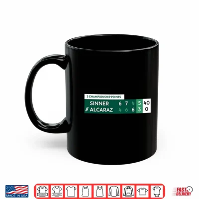 Mug Alcaraz Vs Sinner 3 Championship Points Scoreboard Tennis Shirt