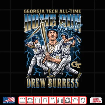 Design Georgia Tech All Time Home Run Leader Drew Burress Shirt