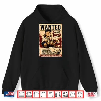 Hoodie Wanted 5 Finger Brown Baseball Shirt