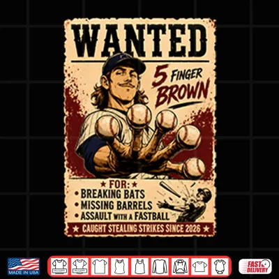 Design Wanted 5 Finger Brown Baseball Shirt