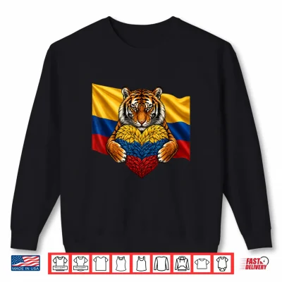Sweatshirt Colombia Flag Tiger Heart Colombian Pride Patriotic Heritage Shirt