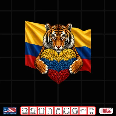 Design Colombia Flag Tiger Heart Colombian Pride Patriotic Heritage Shirt