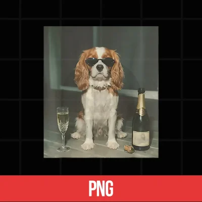Digital Cavalier King Charles Drinking Champagne Shirt