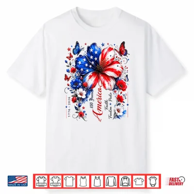 Floral Usa Flag 250Th Anniversary 1776 2026 4Th Of July Shirt