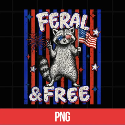 Digital Feral Free Funny Patriotic Racoon 4th July Shirt