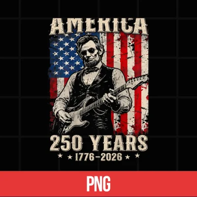 Digital Abraham Lincoln Playing Guitar 4th July 250 Years Shirt