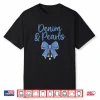 Denim And Pearls Girl Fashionable Coquette Bow Trendy Jeans Shirt