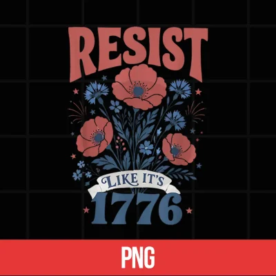 Digital Boho Floral Resist Like Its 1776 Patriotic Cute 4th of July Shirt
