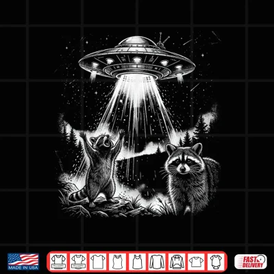 Design Funny Alien Raccoon UFO Shirt