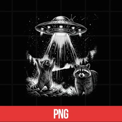 Digital Funny Alien Raccoon UFO Shirt