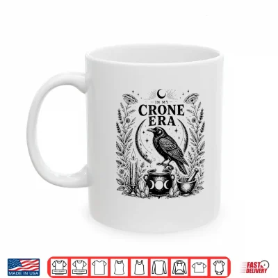 Mug In My Crone Era Gothic Witchcraft Cauldron Funny Crow Shirt