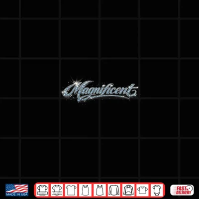 Design Magnificent Script Text Design Blue Silver Graphic Shirt