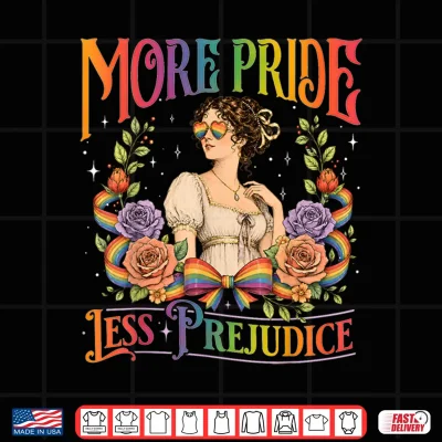 Design More Pride Less Prejudice Rainbow Vintage Pride Aesthetic Shirt