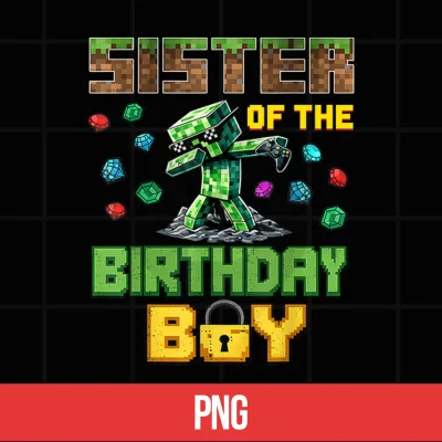Digital Sister of The Birthday Boy Video Gamer Pixel Dab Number Shirt