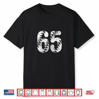Baseball Softball Mom #65 Number 65 Distressed Laces White Shirt