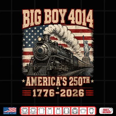 Design 250 Years Big Boy 4014 Train US Flag Vintage Apparel Shirt Shirt
