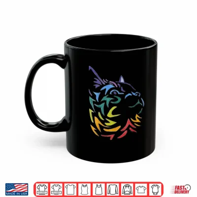 Mug Colorful Cat Design Hand Drawn Shirt