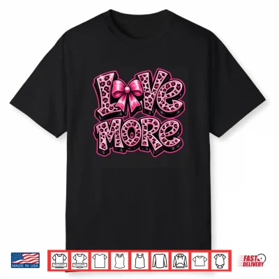 Love More Leopard Print Bow   Coquette Graffiti Aesthetic Shirt