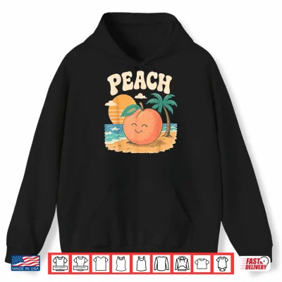 Hoodie Peach Beach Summer Retro Cute Fruit Sunset Design Shirt