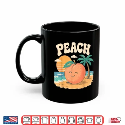 Mug Peach Beach Summer Retro Cute Fruit Sunset Design Shirt