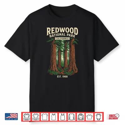 Redwood National Park California Vintage Design Shirt