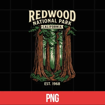 Digital Redwood National Park California Vintage Design Shirt