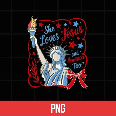 Digital She Loves Jesus and America Too Patriotic Christian Shirt