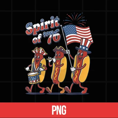 Digital Spirit of 76 Patriotic Hot Dog Parade Patriotic 4th July Shirt