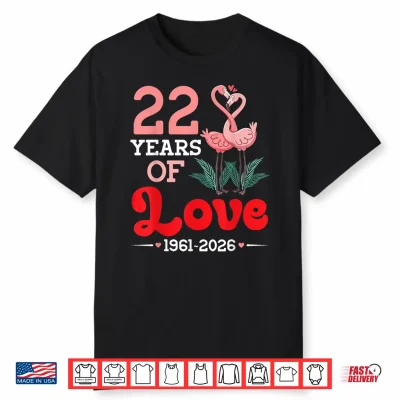 22 Years Of Love 2004 To 2026 Flamingo Anniversary Couple Shirt