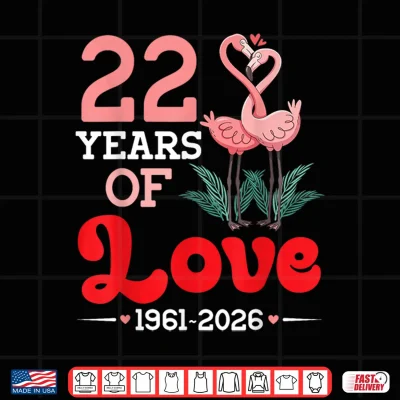 Design 22 Years of Love 2004 to 2026 Flamingo Anniversary Couple Shirt