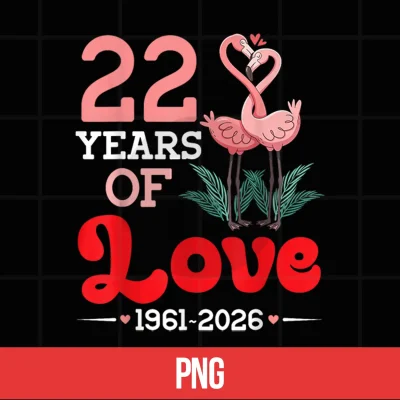 Digital 22 Years of Love 2004 to 2026 Flamingo Anniversary Couple Shirt