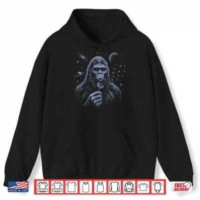 Hoodie Funny Bigfoot Blowing Dandelion Sasquatch Wishes Vintage Art Shirt