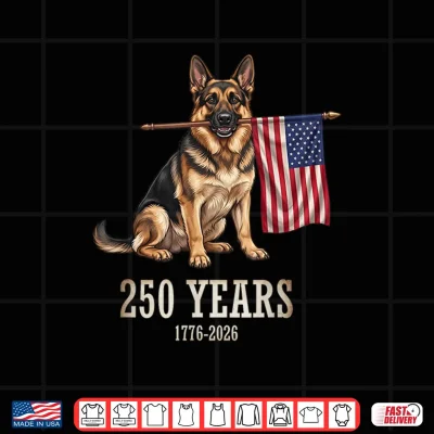 Design German Shepherd American Flag 250 Years Patriotic Dog Lovers Shirt