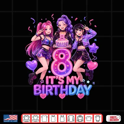 Design Kids Its My 8th K Pop Birthday Girl 8 Year Old K Pop Bday Shirt