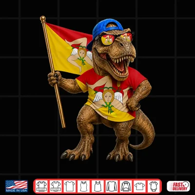 Design Sicilian Flag Dinosaur Roots T Rex Pride Sicily Performance Shirt