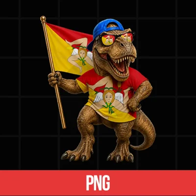 Digital Sicilian Flag Dinosaur Roots T Rex Pride Sicily Performance Shirt