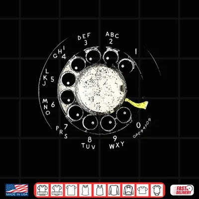 Design Vintage Rotary Phone Dial Pattern Telephone Numbers Objects Shirt