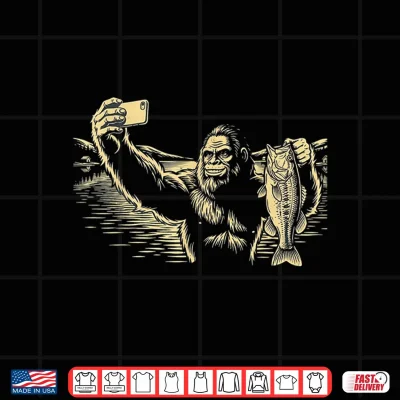 Design Bigfoot Selfie With Fish Shirt