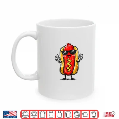 Mug Hotdog Kawaii Sketch Hot Dogs Lover Food Teen Toddler Kid Shirt