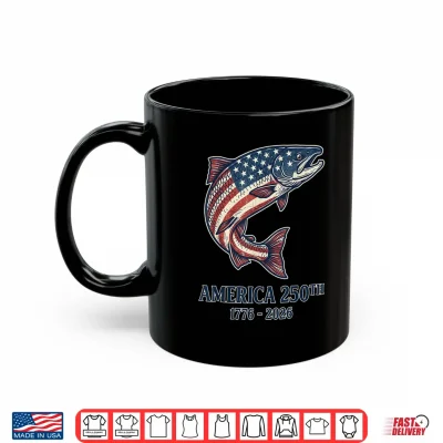 Mug Patriotic Leaping Fish US Flag Salmon Graphic Shirt