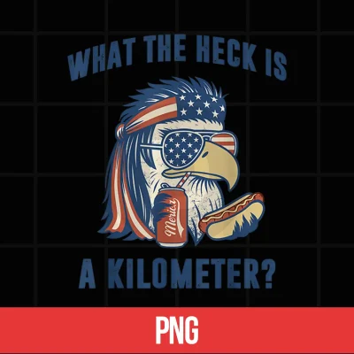 Digital Mullet Eagle What The Heck is A Kilometer Funny 4th of July Shirt