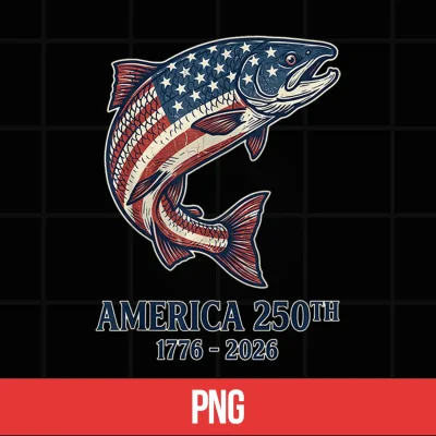Digital Patriotic Leaping Fish US Flag Salmon Graphic Shirt