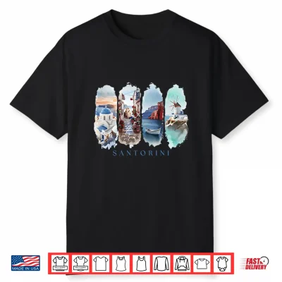 Greece White Houses Blue Domes And Ocean Vacation Santorini Shirt