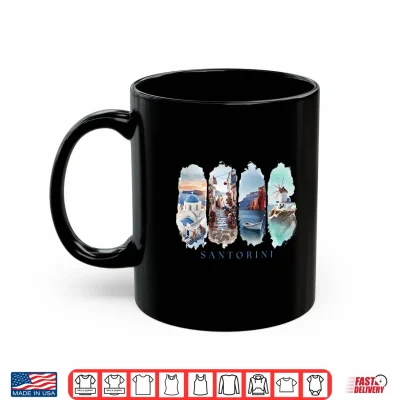 Mug Greece White Houses Blue Domes and Ocean Vacation Santorini Shirt