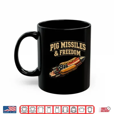 Mug Pig Missiles and Freedom 4th of July Hotdog Shirt