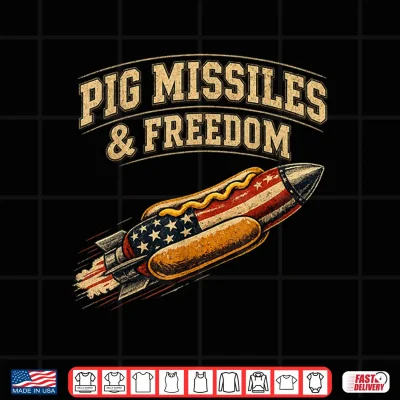 Design Pig Missiles and Freedom 4th of July Hotdog Shirt