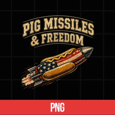 Digital Pig Missiles and Freedom 4th of July Hotdog Shirt