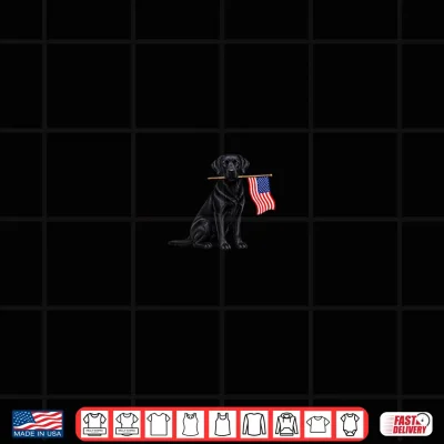 Design Black Labrador Retriever Holding American USA Flag 4 of July Shirt